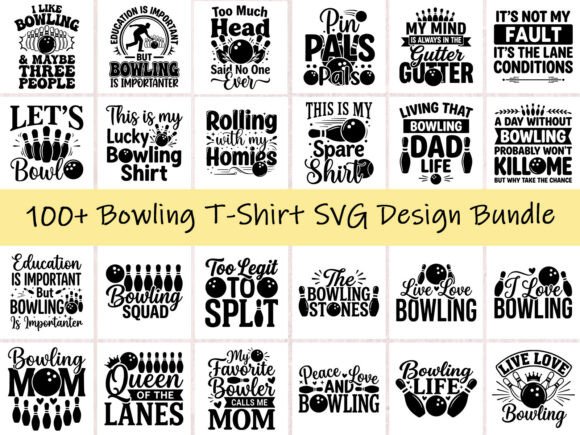 100 Bowling SVG T-Shirt Design Bundle