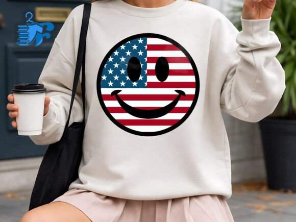 American Flag Smiley Face Design: Graphics for T-Shirt Designs