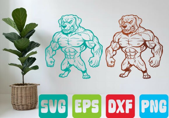 Angry Muscle Dog SVG Design