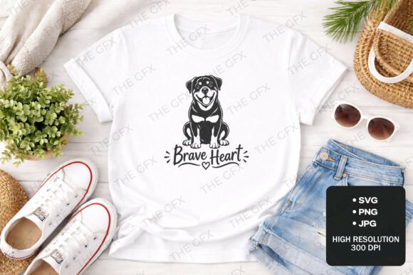Brave Heart Rottweiler T-Shirt Design