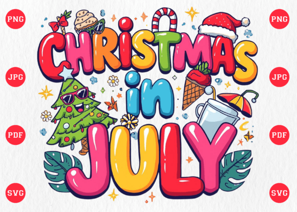 Christmas in July PNG Design for T-Shirt Graphics