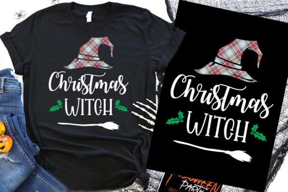 Christmas Witch Halloween T-Shirt Design Graphics