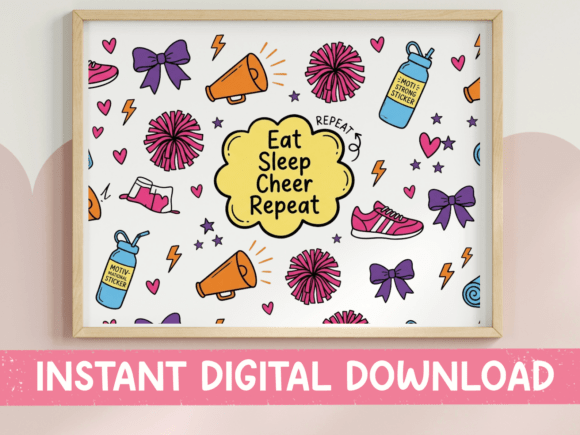 Eat Sleep Cheer Repeat Pattern Design Graphics