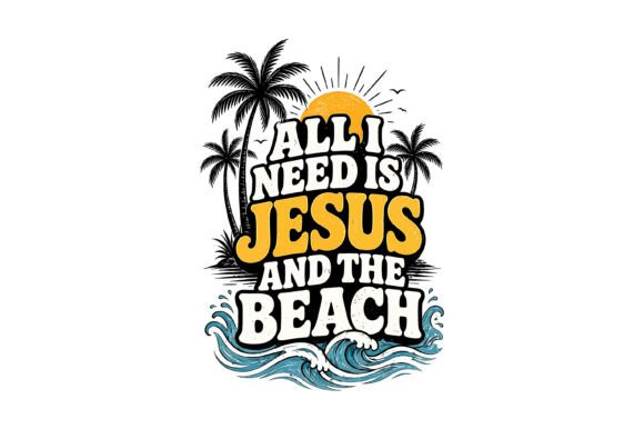 Jesus and Beach Summer Design Graphics