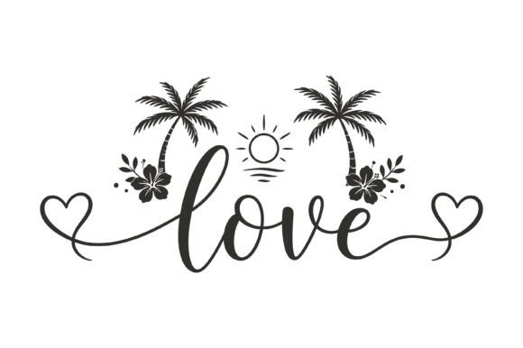 Love Tropical Beach Design Graphics for T-Shirt Designs