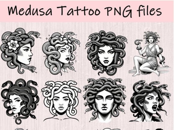 Medusa Tattoo Design Bundle Gothic Art
