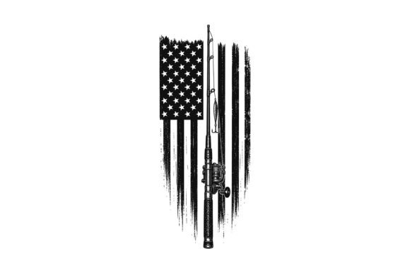 Patriotic Fishing Flag SVG Design: Graphics & T-Shirt Designs