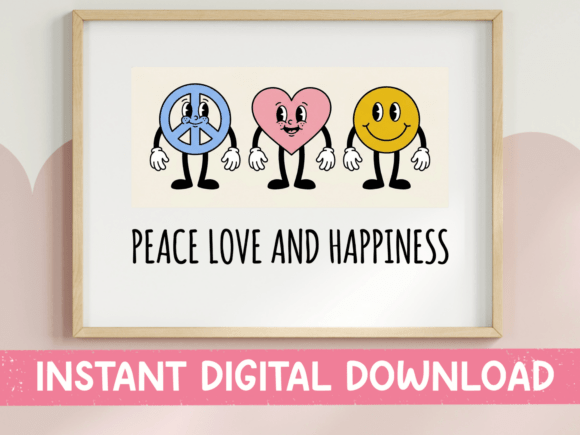 Peace Love Happiness SVG Design: Graphics for T-Shirt Designs