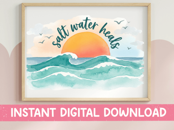 Salt Water Heals Ocean Wave Design Graphics