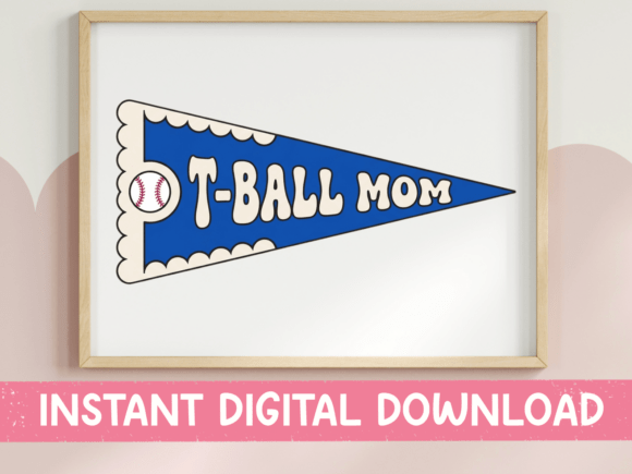 T-Ball Mom SVG PNG Pennant Flag Design