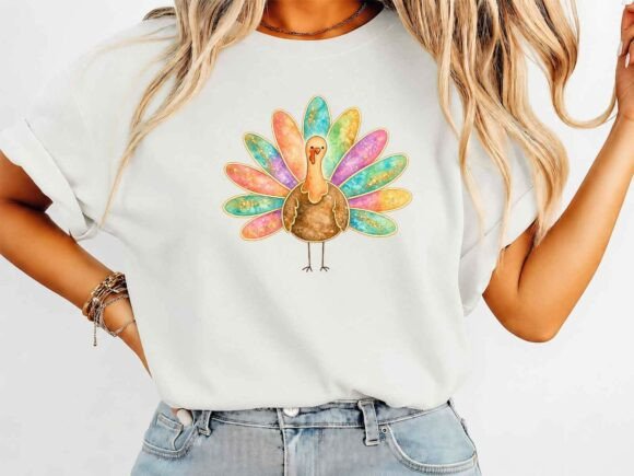 Watercolor Turkey T-Shirt Design Graphics